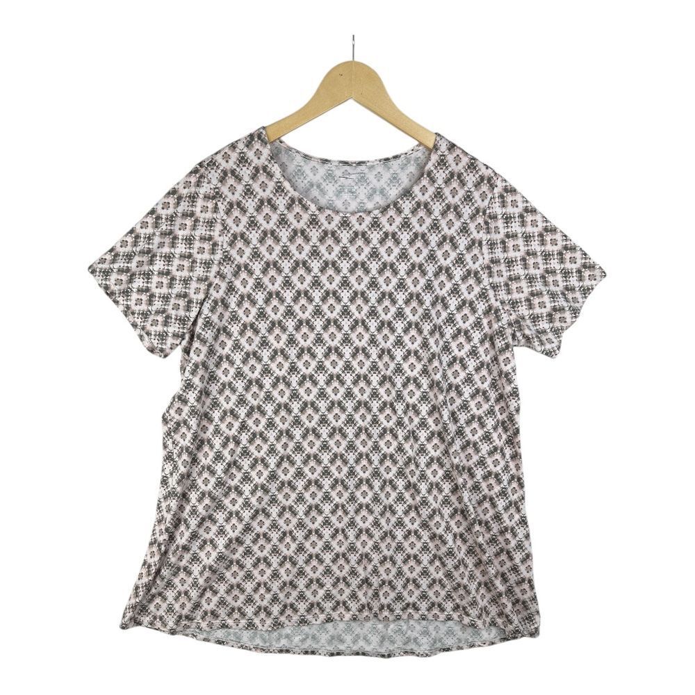 Womens Short Sleeve Printed Tee - Neutral Geo Pattern